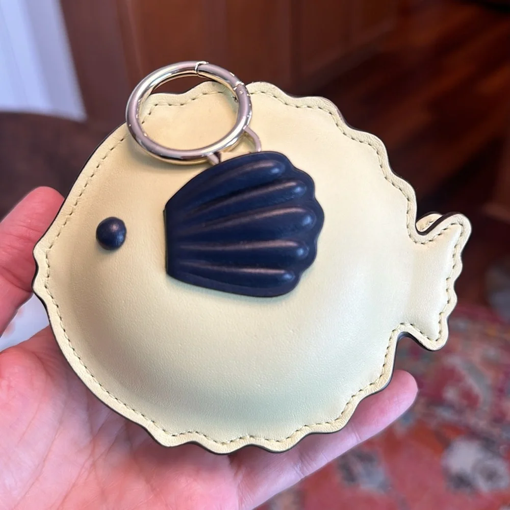 KATE SPADE FISH CHANGE PURSE KEY CHAIN TROPICAL YELLOW BLACK SILVER CUTE LNC 🐠 - Picture 4 of 10